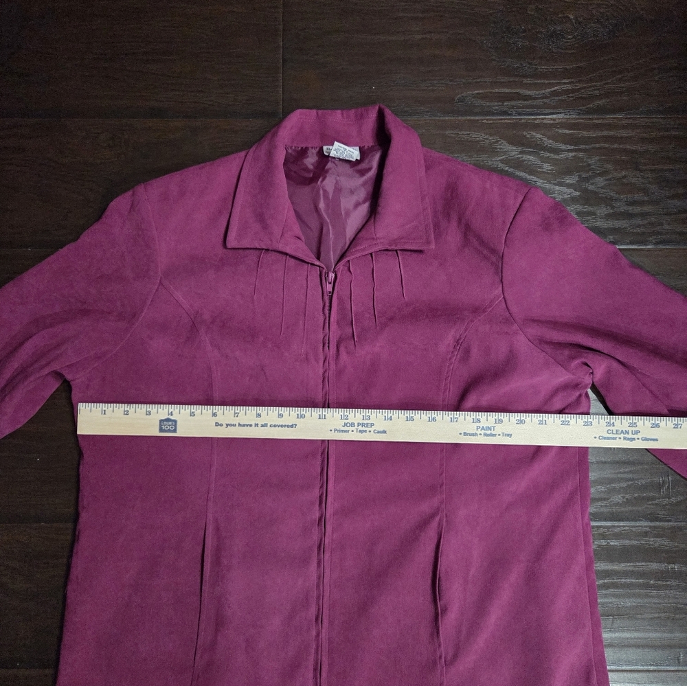 Bon Worth Magenta Suede-Look Zip Front Jacket - Picture 7 of 8